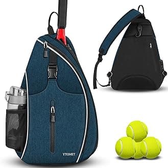 Tennis Bag, Tennis Sling Backpack Crossbody Water Resistant for Men Women, Compatible for Pickleball Badminton Rackets