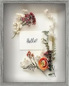 FrameWorks 16x20 Driftwood Wooden Shadow Box Frame – Soft Felt Back, Tempered Glass, and Included Elegant White Ball Push Pins