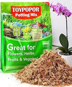 TOYPOPOR Orchid Potting Mix (10qts) for Repotting with Moss Pine Bark Mulch Perlite Stone and Coco Peat Natural Ingredients, Orchid Bark Potting Mix Orchid Repotting Kit Drainage Indoor Potting Medium