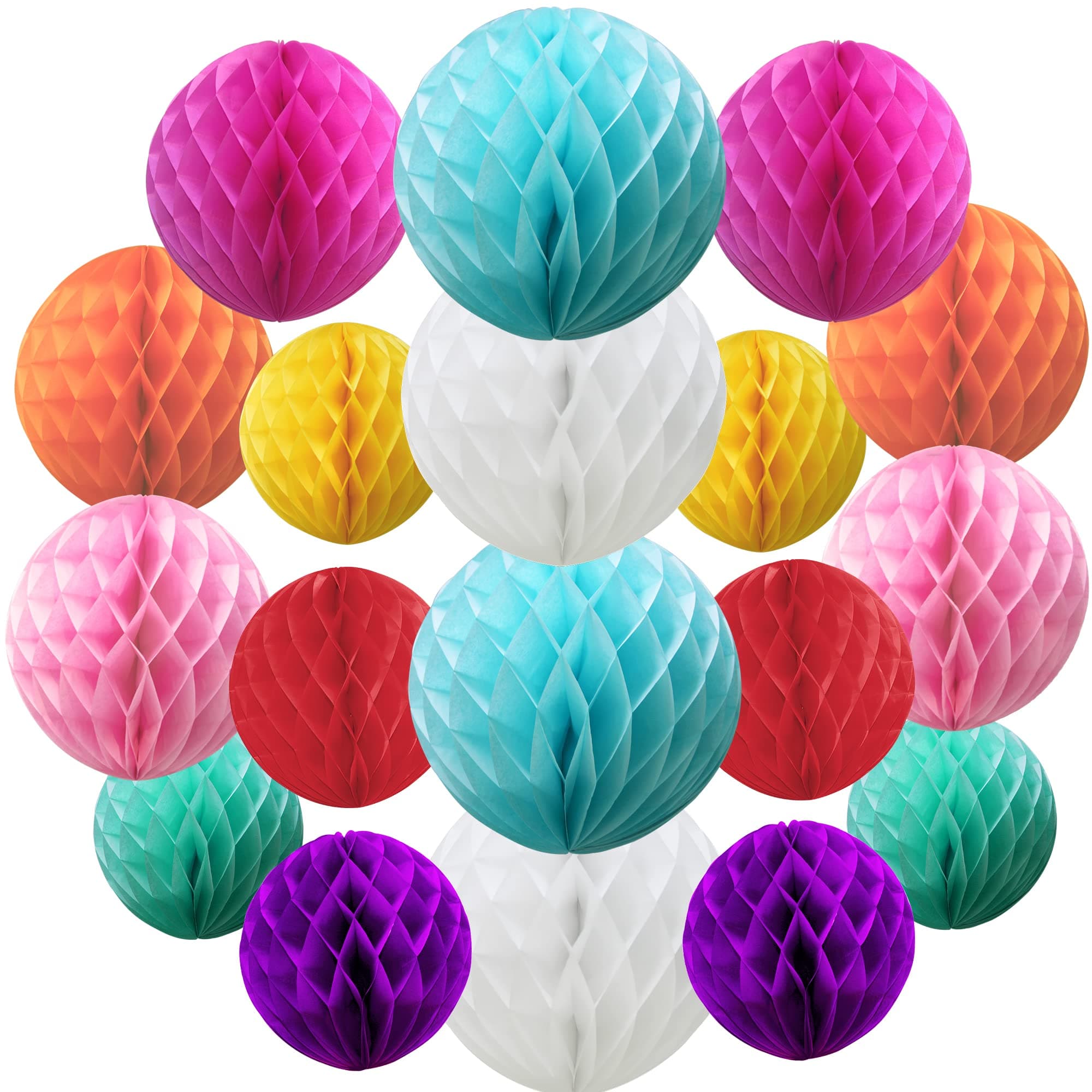 Time to Sparkle 18 Pack Mixed Honeycomb Balls Table Centrepiece Garland Tissue Paper Wedding Party Decoration (Colorful)