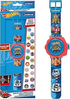 Hot Wheels, Adjustable Projection Watch with Digital Screen, 20 Hot Wheels Images, for Children, Blue, DMW050HW