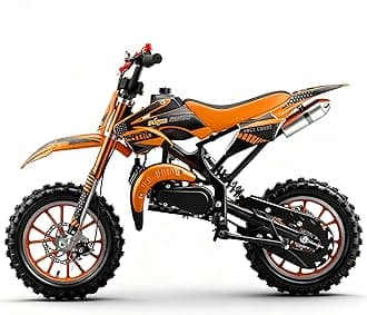 50cc Kids Dirt Bike,Dirt Bike for Kids,Gas Dirt Bikes with 2-Stoke,Off Road Motorcycle for kids 5-17 with Front/Rear Disc Brakes, Shock Absorption, Soft Seat Cushion