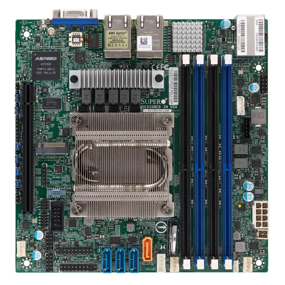 M11SDV-8C-LN4F AMD Epyc 3251 8-Core Embedded Mini ITX Motherboard with Quad GbE LAN, IPMI
