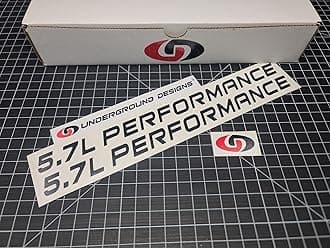 5.7L Performance Decals (2-Pack) Hemi V8 Hood Fender Racing Stickers Fits 2005+ Challenger Charger Ram Durango R/T 300C (Matte Blackout, 3/4" H x 11.5" L)