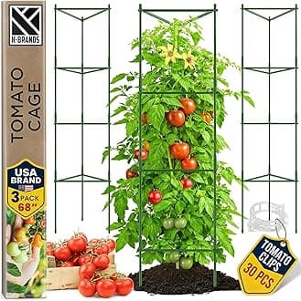 Tomato Cage - Premium Tomatoes Plant Stakes Support Cages Trellis for Garden and Pots (3 Pack - Extra Tall Upto 68 inches)