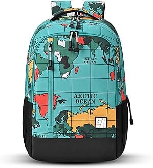 Grid 5 Compartment Backpack 17"/30L Medium Water Resistant School Bag/Casual Backpack/Daypack/Kids Bag for Boys/Girls (Blue-Black)