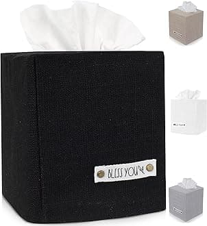 Stylish Tissue Box Cover - Beautiful Linen Holder Uniquely Displays Your Square Tissue Boxes - The Perfect Cube Cover for Your Home and Kitchen Decor