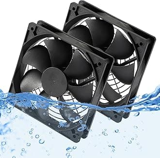 PANO-MOUNTS 12V DC IP67 Waterproof Fan 120mmx25mm 4.72inch 2-Pack High Speed 12 Volt Dual Ball Bearing 2 Wire 3Pin Exhaust Cooling Fan 3000RPM