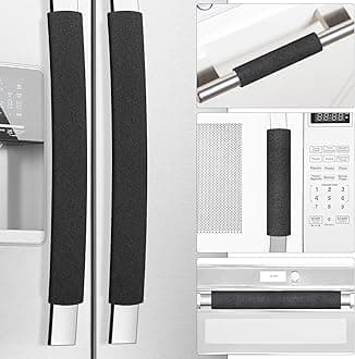 Miss.Silk Refrigerator Door Handle Covers Set of 5 Keep Kitchen Appliances Clean From Dirt, Water Spills, Food Dirt, Grease, Handmade Decorative Protectors for Refrigerator, Oven, Dishwasher (Black)