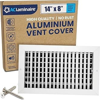 14" x 8" (Duct Opening) Register Vent Cover – Adjustable Single Deflection Aluminum HVAC Grille for Heater, Decorative Ceiling Wall Air Supply Multi-Shutter Damper – Durable & Rustproof ACLAMINAIRE