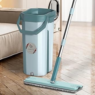 U.P.C. Moppers for Cleaning Floor/Mop Bucket with Hands-Free Squeeze/Floor Cleaning Mop for Home with 360° Flexible Head (38X12.5 cm) / Microfiber Flat Mop System, Green