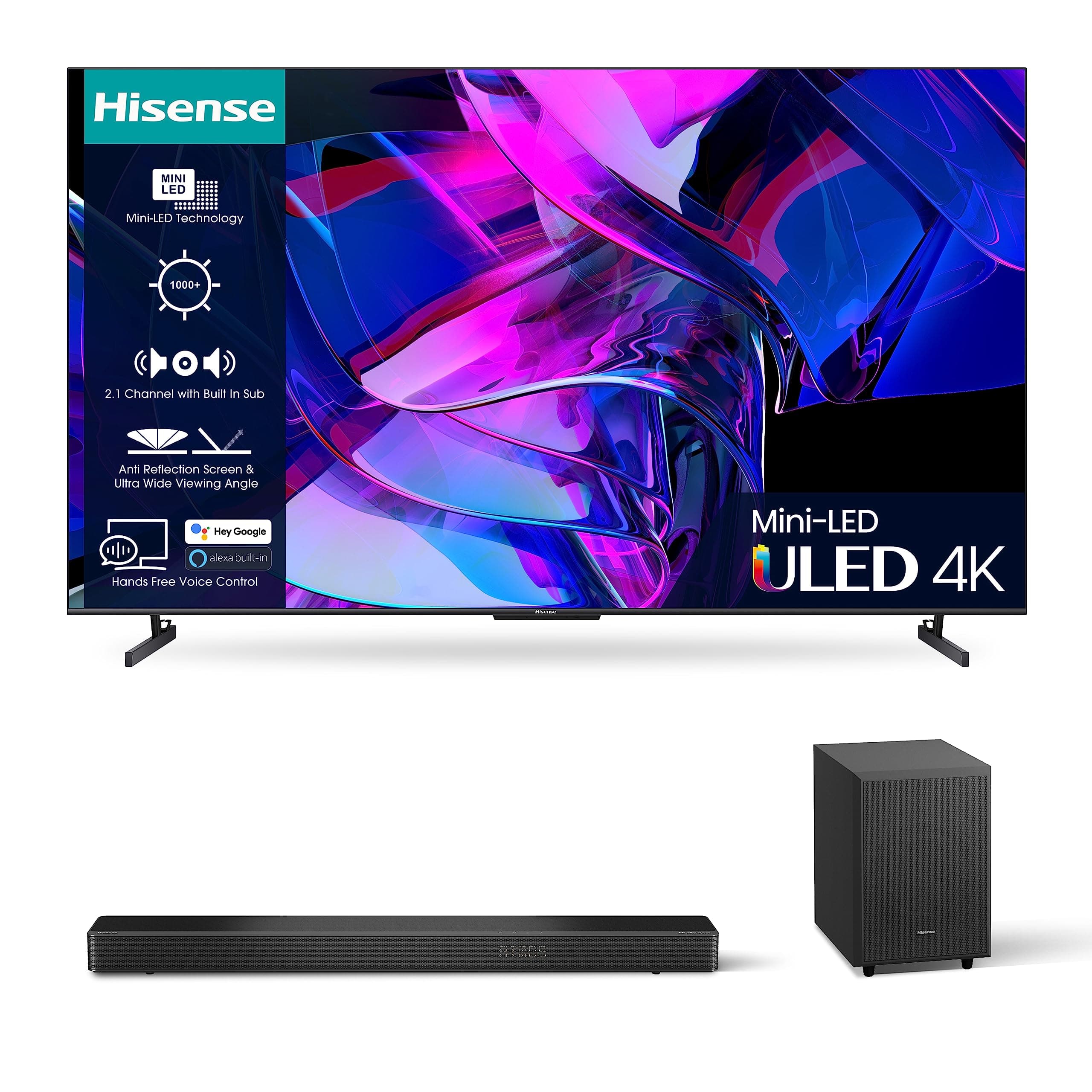 Hisense 4K 144Hz Mini-LED TV U7K and AX3120G with 3.1.2 Surround Sound and Dolby Atmos&DTS Virtual X