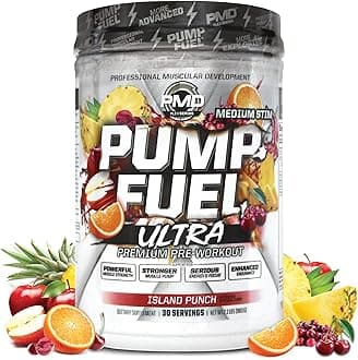 Sports Ultra Pump Fuel - Pre Workout Drink Mix - Energy, Strength, Endurance, Recovery - Complex Carbohydrates and Amino Energy - Island Punch (30 Servings)
