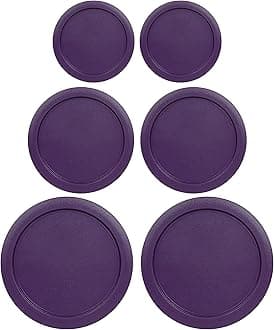 Replacement Lids for Pyrex Containers Round Glass Food Plastic (2) 2-Cup (2) 4-Cup (2) 7-Cup (Purple)