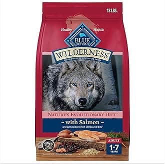 Blue Buffalo Wilderness High Protein Natural Adult Dry Dog Food Plus Wholesome Grains, Salmon 13 LB Bag