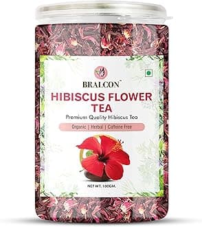 BRALCON Hibiscus Flower Tea 100g | Premium Dried Whole Leaf Infusion | 100% Natural Herbal for Iced Drinks & Cocktails | Pure Floral Botanical