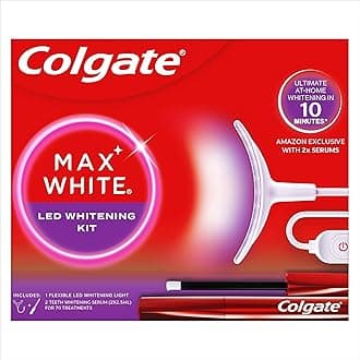 Max White LED Teeth Whitening Kit with 2 Overnight Wands - Ultimate Whitening in 10 Minutes* - Reverses up to 20 Years of Stains* - Flexible LED Device