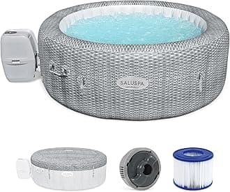 Bestway 4-6 Person SaluSpa Honolulu AirJet Inflatable Hot Tub Spa, 77" x 28" Round Portable Spa with 140 Soothing Jets and Insulated Cover