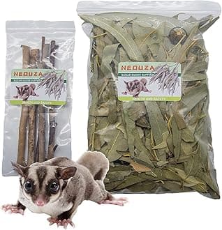 NEOUZA Sugar Glider Small Animal Bedding, Chew Treats, Molar Toys, 200g Natural Dried Eucalyptus Leaves and Twigs (200g Eucalyptus Leaves)