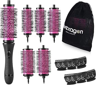 Hivexagon Round Hair Brush Set with Detachable Barrels Styling Tool, 4 Barrels 1 Handle (19+2.1+2.4inch with clips)