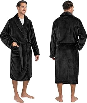 PAVILIA Mens Soft Robe Bathrobe for Men, Lightweight Fleece Male Robe Long Bath Shower Spa