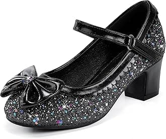Princess Shoes High Heel Toddler Girls Dress Shoes Cute Bowknot Sparkle Mary Jane Flower Girls Wedding Birthday Party Prom for Little Big Kids