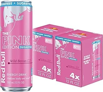 Pink Edition Sugar Free Energy Drink, Wild Berries, 12 fl. oz., Pack of 8 cans, with 80mg Caffeine, Taurine & B Vitamins
