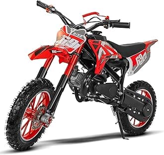 49cc Dirt Bike 2-Stroke Gas Powered Off-Road Motorcycle - Kids Dirt Bike for Ages 8+ & 250LBS Max, 30 MPH Top Speed, Front/Rear Disc Brakes & Dual Suspension