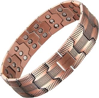 MagEnergy Copper Bracelet for Men, 3-Row Magnet Design, Ultra Strength Magnetic Bracelet 99.99% Pure Copper Wristband Adjustable Jewelry Gift with Sizing Tool
