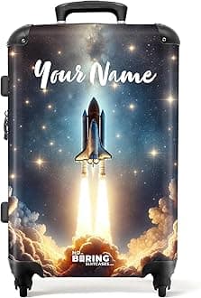 Children's Luggage Kids Suitcase for Boys - Personalised Large Hard Shell Luggage on Wheels - Space Launch - 26-28 inch - 23kg