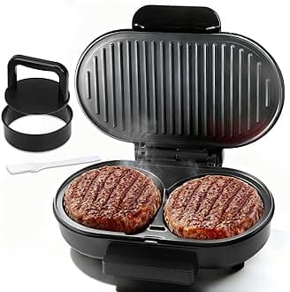 Double Mini Grill Maker, Breakfast Sandwich Maker, Burger Press Patty Maker, Panini Press Grill, Small Electric Grill, Ideal for Making Breakfast, Lunch and Snacks