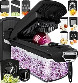 Fullstar Vegetable Chopper, Cheese Slicer, Food Chopper, Veggie Chopper, Onion Chopper, Vegetable Chopper with Container, Mandoline Slicer & Cheese Grater (11 in 1 - Black)