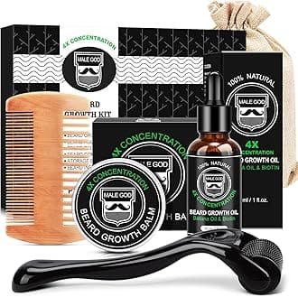 MALE GOD Beard Kit, Beard Growth Kit w/Natural Ingredients Beard Oil & Balm, Men's Care & Grooming Set w/Beard Growth Oil, Comb, Anniversary | Birthday Gifts for Men, Him, Husband, Boyfriend, Dad