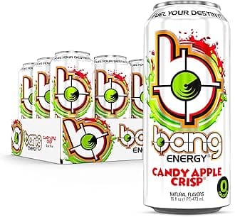 Bang Energy Candy Apple Crisp, Sugar-Free Energy Drink, 16 Fl Oz (Pack of 12)