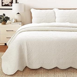 Cozy Line Home Fashions 100% Cotton Medallion Off White Matelasse Embossed Bedding Quilt Set, Reversible Lightweight Bedspread, Coverlet for All Season (Blantyre - Ivory, Queen - 3 piece)