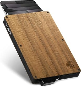 POWR Card Holder Wallet, Minimalist RFID Blocking Wood Wallet Pop Up Slim