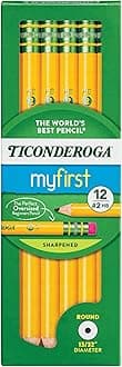 My First Ticonderoga Primary Size #2 Beginner Pencils, Box of 12, Yellow (33312)