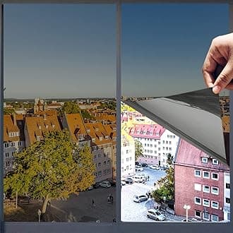 One Way Privacy Window Film,Premium PET Material,Daytime Reflective Heat Control Anti UV Door Sticker,Window Tint for Home Office Living Room,Cosmic Black,31.5 Inch x 16.4 Feet