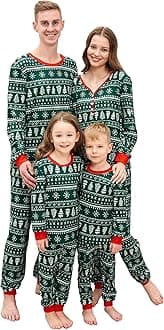 Cysincos Family Matching Christmas Pajamas Set Xmas Pjs Set Soft Long Sleeve Holiday Sleepwear Outfits for Women Men Couples