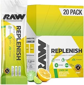Replenish Packets, Premium Electrolytes Powder Recovery Formula, Lemon Lime (20 Stick Packs) - Flavored Electrolyte Drink Mix for Hydration, Replenishment, Endurance & Performance Workouts
