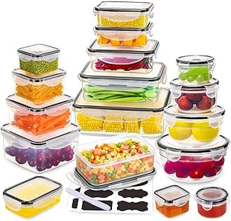 34 PCS Food Storage Containers Set with Airtight Lids (17 Lids &17 Containers...