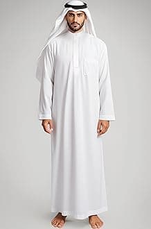 HOMELEX Men's Muslim Clothes Thobe Middle East Kaftan Saudi Arab Caftans Islamic Abaya Dress Dubai Robes