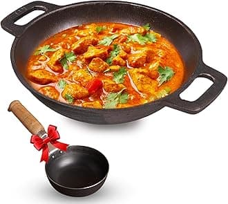 The Indus Valley Super Smooth Cast Iron Kadai with Free Iron Tadka Pan | Medium, 25.4cm/ 10Inch, 2.5Ltr, 2.4kg | Naturally Nonstick, Preseasoned kadhai, 100% Pure & Toxin-Free, No Chemical Coating