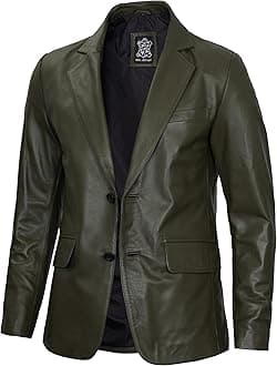 fjackets Leather Blazer for Men - Black & Brown Real Lambskin Casual Men's Leather Jacket Coats