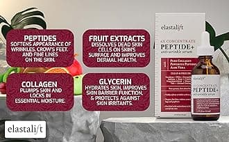 Elastalift Peptide Face Serum Moisturising Skin Care Oil for Face Wrinkles, Fine Lines & Puffiness Serum Concentrate Peptide 6X W/Collagen Plums, Lifts, Uniform T