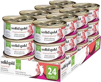 Solid Gold Tropical Blendz Salmon Pate in Coconut Oil - Nutrient-Rich Wet Cat Food for All Life Stages, 24 Pack