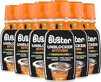 Buster Kitchen plughole Unblocker, Blasts fat and food, MIGHTY ONE SHOT, 200g Pack of 6