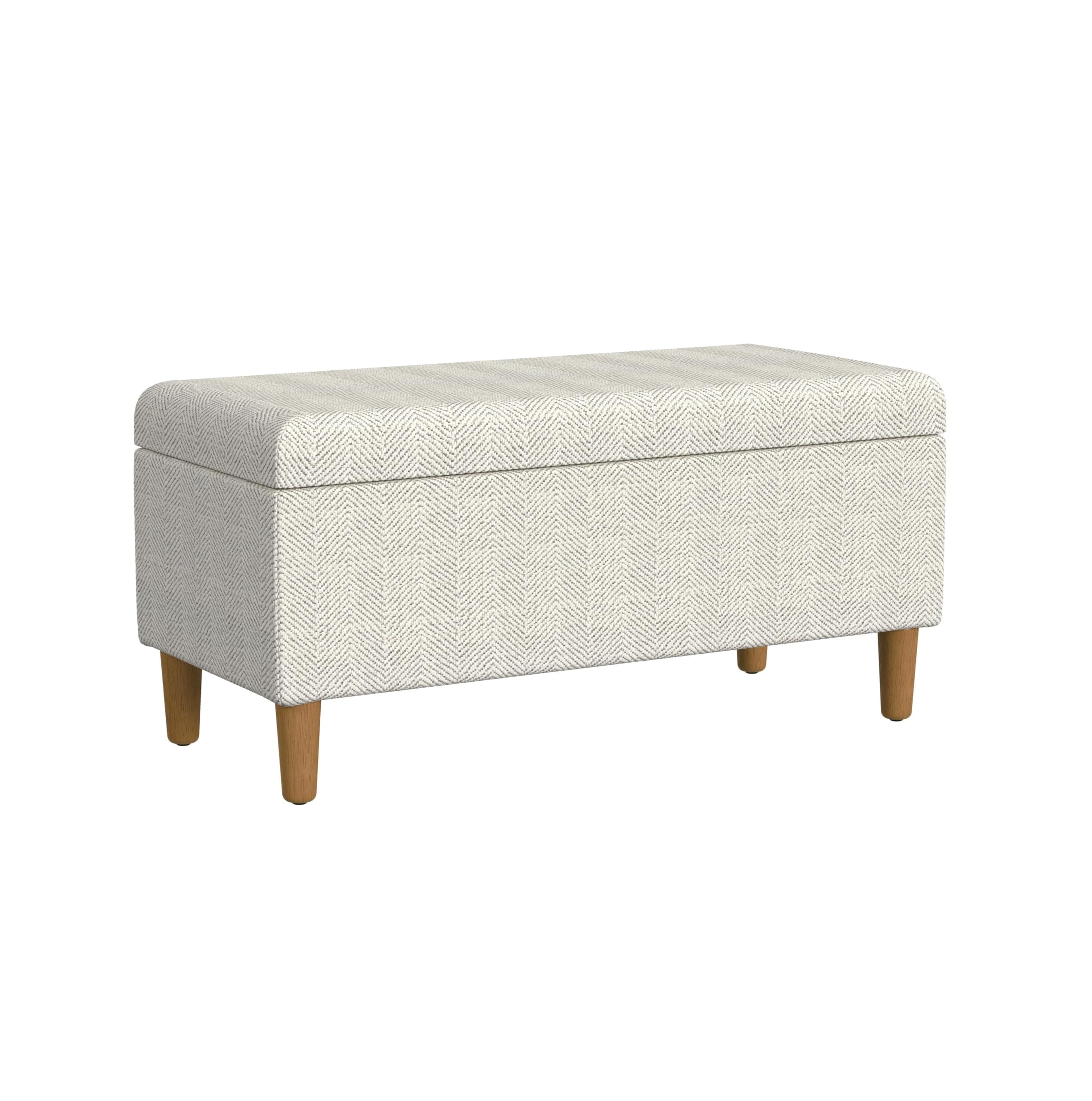 HomePop Malmo Decorative Storage Bench -Cream Chevron Woven