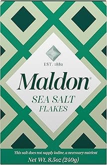 Maldon Salt, Sea Salt Flakes, 8.5 oz (240 g), Kosher, Natural, Unique Gourmet Pyramid Shaped Salt Flakes, Perfect for a Wide Range of Dishes, Hand-Harvested for Four Generations (Packaging May vary)