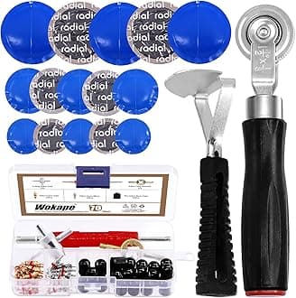 70pcs Heavy Duty Tire Repair Kit - Roller, Scraper, Patches, Core Removal Tool, 4-Way Valve Tool